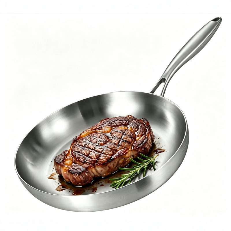 304 Stainless Steel Uncoated Non-stick Triple-Layer Frying Pan