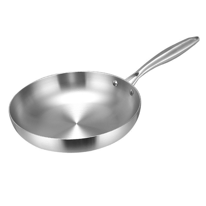 304 Stainless Steel Uncoated Non-stick Triple-Layer Frying Pan