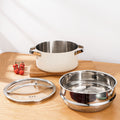 304 Stainless Steel Ceramic Paint Triple-Layer Thickened Milk Pot/Soup Pot with Steamer Set