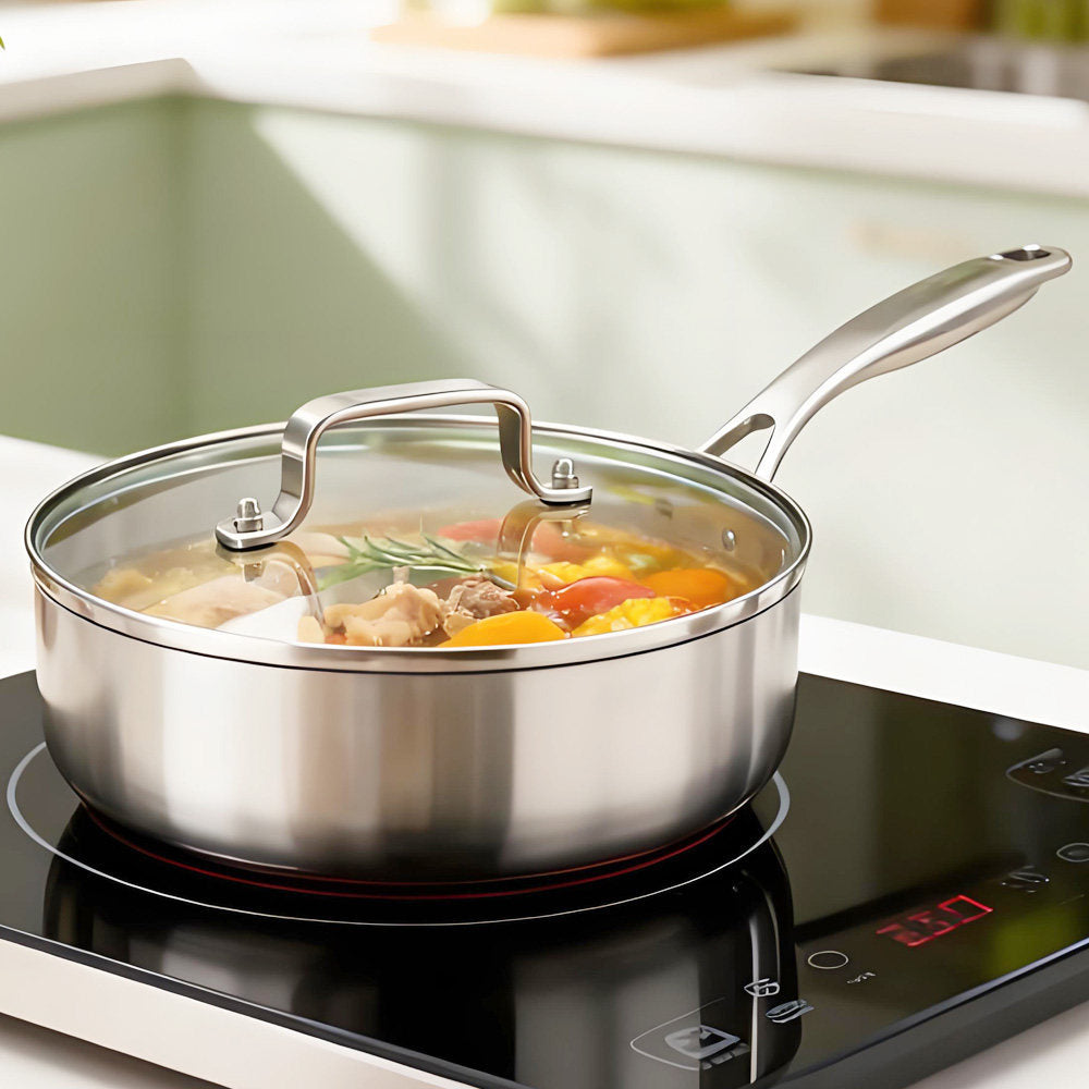 304 Stainless Steel Uncoated Deep Frying Pan