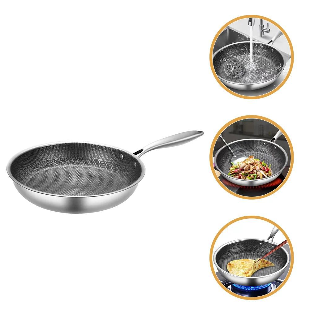 Full-Screen Honeycomb Stainless Steel Non-Stick Frying Pan