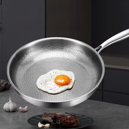 304 Stainless Steel Hammered Pure Titanium Frying Pan