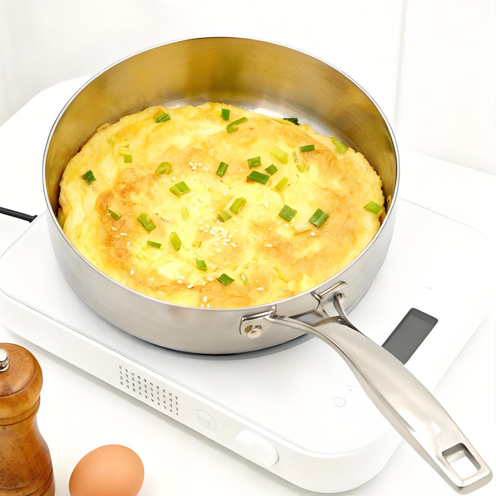 304 Stainless Steel Uncoated Deep Frying Pan