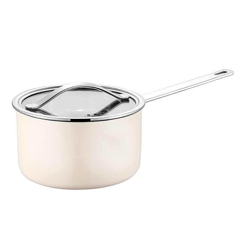 304 Stainless Steel Ceramic Paint Triple-Layer Thickened Milk Pot/Soup Pot with Steamer Set