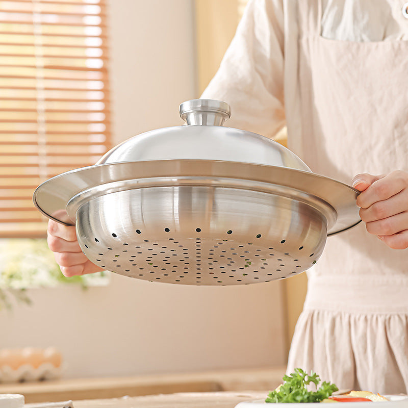Multifunctional 304 stainless steel steaming tray with lid