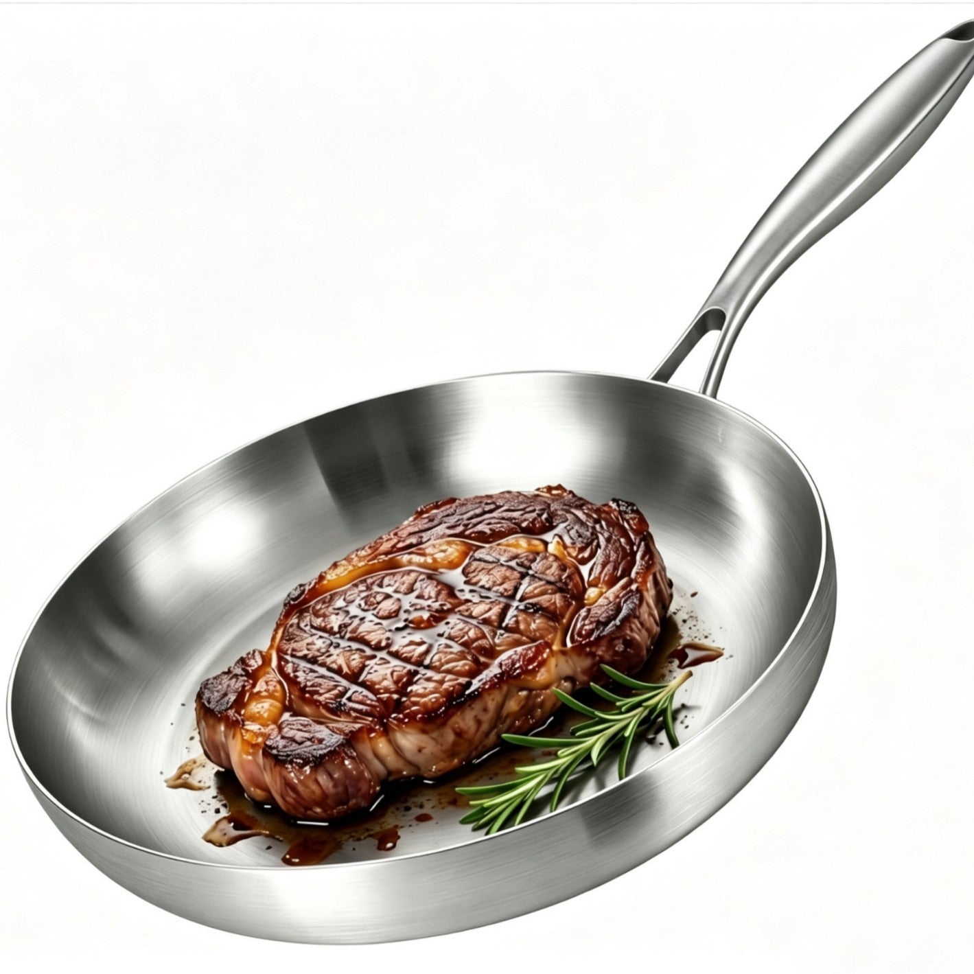 304 Stainless Steel Uncoated Non-stick Triple-Layer Frying Pan